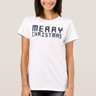 3D Merry Christmas Blue Text Design T-Shirt