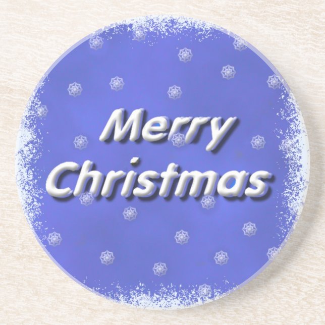 3D Merry Christmas Snow Coaster (Front)