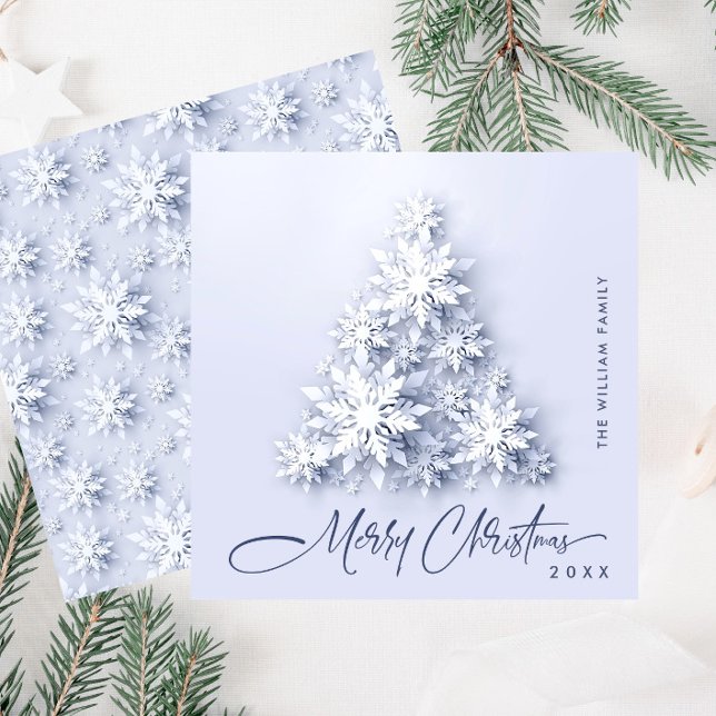 3D Minimalist Snowflakes Christmas Tree Greeting Holiday Card (Creator Uploaded)