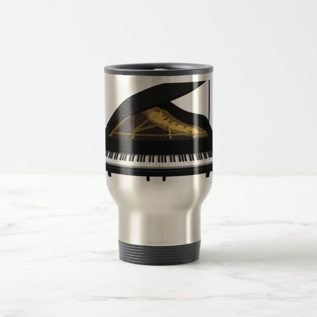 3D Model: Black Grand Piano: Travel Mug (Center)