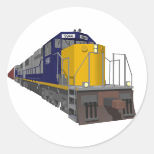 3D Model: Freight Train: Railroad: Classic Round Sticker