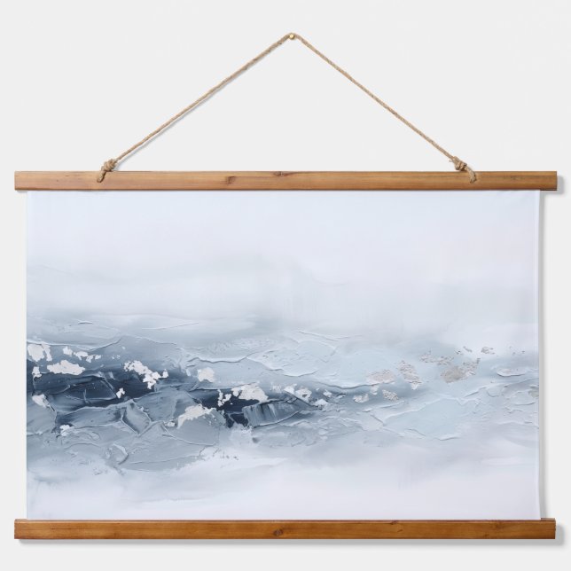 3D Modern Abstract Impasto Glacier Silver Foil Hanging Tapestry (Front)