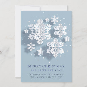 3D Modern Snowflake Christmas Corporate Greeting Holiday Card