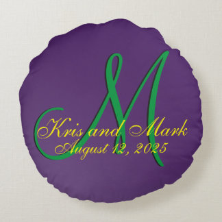 3d Monogram Amethyst Round Cushion