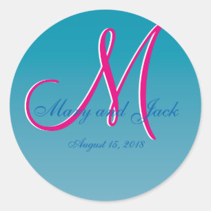 3d Monogram Blue Water Classic Round Sticker