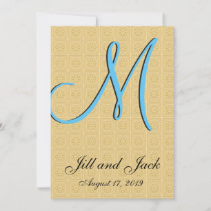 3d Monogram Embossed Gold Invitation