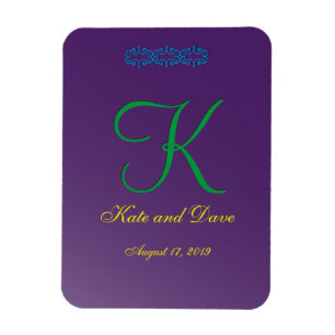 3d Monogram Purple Mauve Calligraphy Magnet