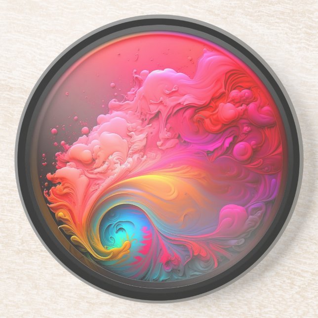 3D Multi-Colour Swirls  Coaster (Front)