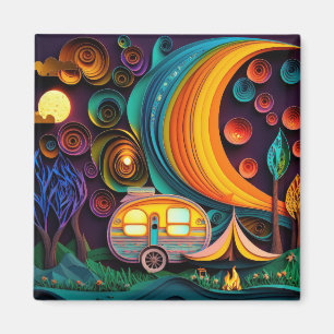 3D Night Camping Magnet