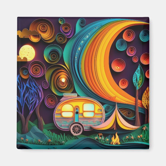 3D Night Camping Magnet (Front)
