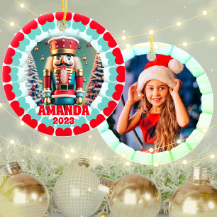 3D Nutcracker Christmas Custom Kids Photo Ceramic Tree Decoration