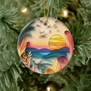 3D Ocean Scene Christmas Ceramic Tree Decoration