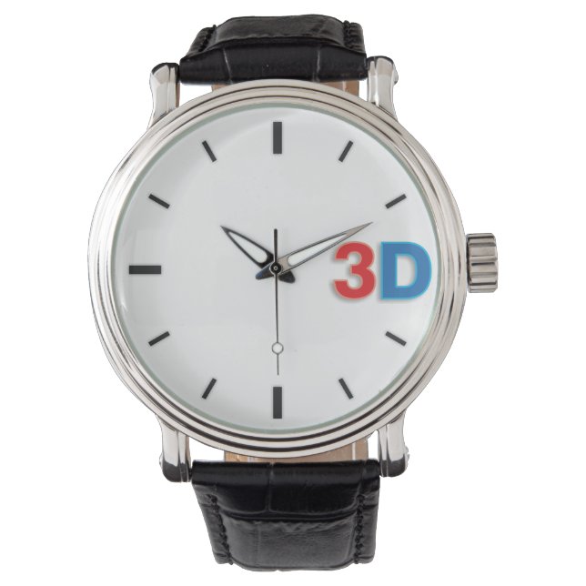 3D O'Clock 2-RdBl. Watch (Front)