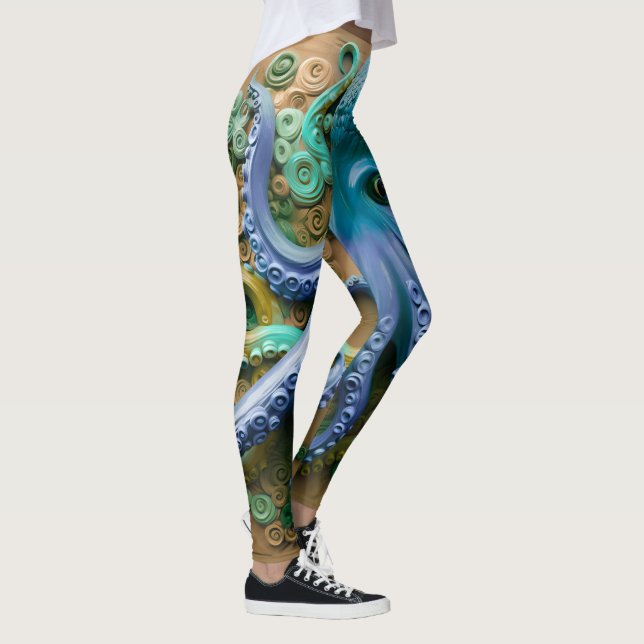 3D Octopus Ocean Octopus Leggings (Right)