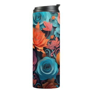 3D Orange and Turquoise Halloween Thermal Tumbler