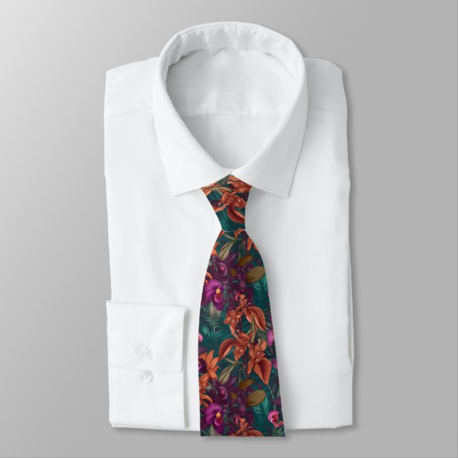 3d orchid in vibrant colours  tie (Tied)