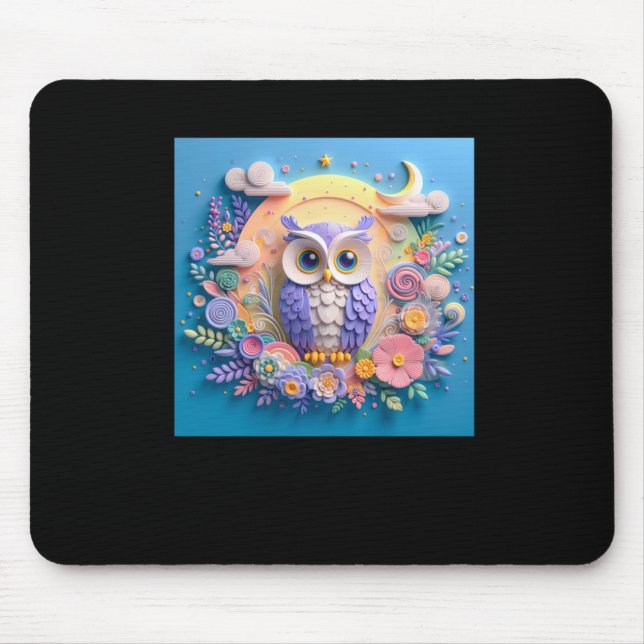 3d Owl #2 Sticker  Mouse Pad (Front)