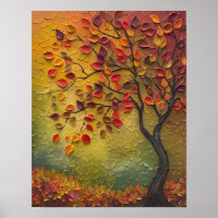 3D Painting Autumn Tree Poster