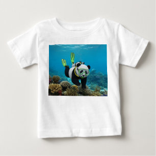 3D Panda Cub Swimming Underwater Reef Baby T-Shirt