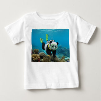 3D Panda Cub Swimming Underwater Reef Baby T-Shirt