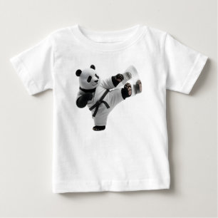 3D Panda Performing Dynamic Karate Kick Baby T-Shirt