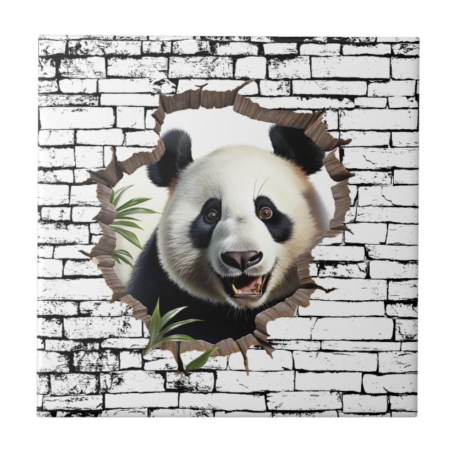 3D Panda Wall Break Art – Realistic Safari Tile (Front)