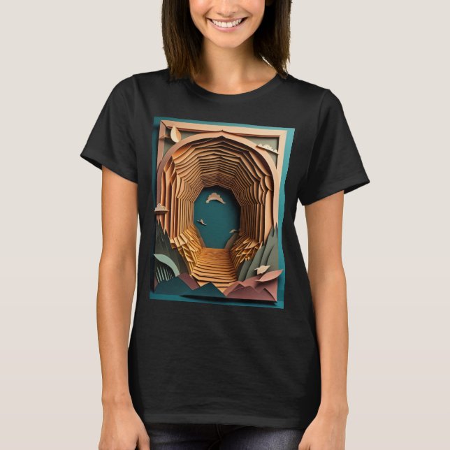 3D Paper Art Design T-shirt  (Front)