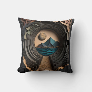 3D Paper Art Design T-shirt Cushion