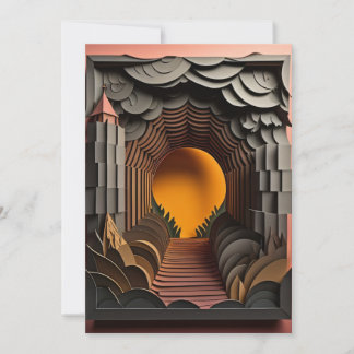 3D Paper Art Design T-shirt Invitation
