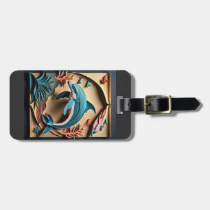 3D Paper Art Dolphin Design T-shirt  Luggage Tag