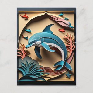 3D Paper Art Dolphin Design T-shirt Postcard