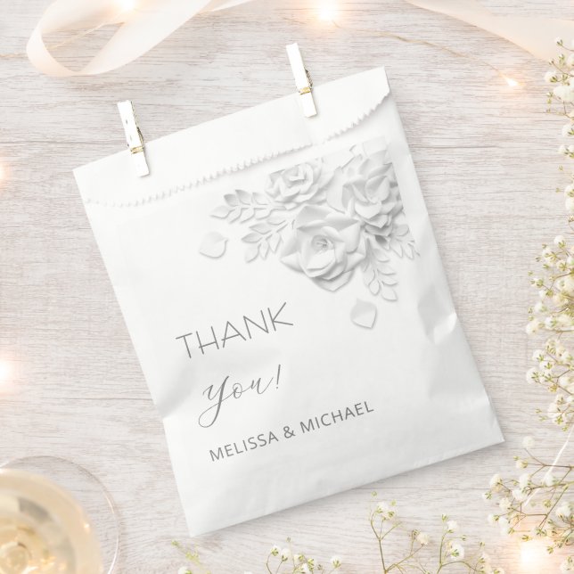 3D Paper Cut Roses Wedding Thank You Favour Bags (Clipped)