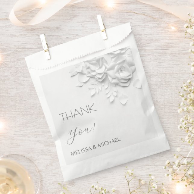 3D Paper Cut Roses Wedding Thank You Favour Bags (Clipped)