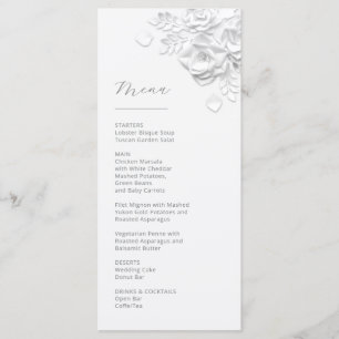 3D Paper Cut White Roses Menu