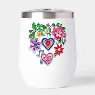 3D Paper Quilling Effect Floral Heart