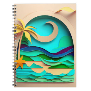 3D Papercraft Tropical Beach Notebook