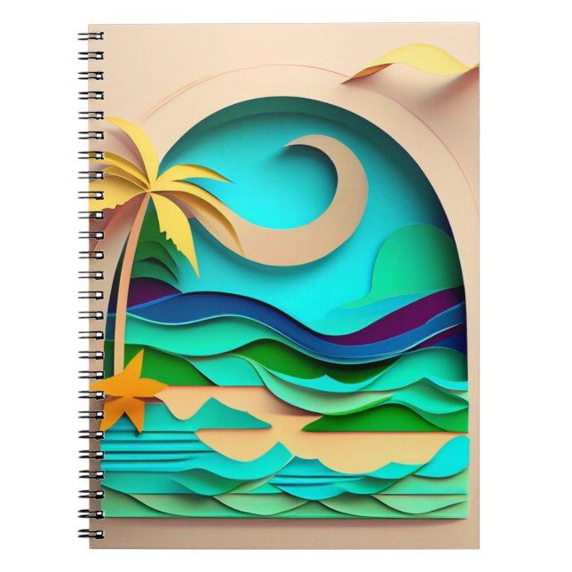 3D Papercraft Tropical Beach Notebook (Front)