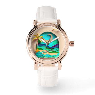 3D Papercraft Tropical Beach Watch