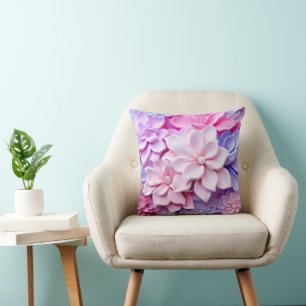 3D Pastel Flower Pattern Cushion