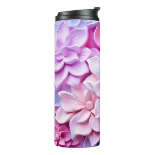 3D Pastel Flower Pattern Thermal Tumbler