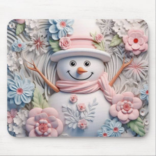 3D Pastel Snowman Mouse Pad