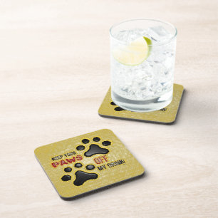 3D Paws Off my Drink! Cork Coaster
