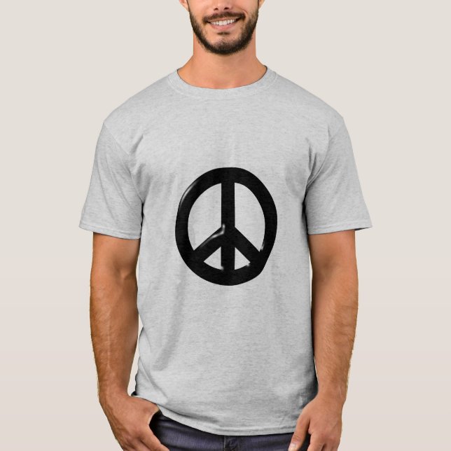 3D Peace Symbol Black T-Shirt (Front)