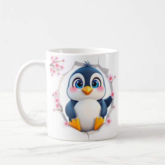 3d penguin mug wrap, 3d mug wrap design (Left)