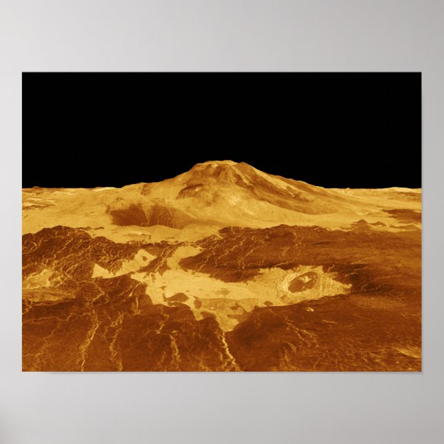 3D Perspective View of Maat Mons on Venus Poster (Front)