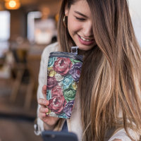 3D Pink and Blue botanical Floral