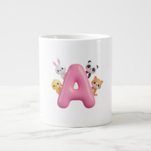3D Pink Balloon Letter A Jumbo Mug