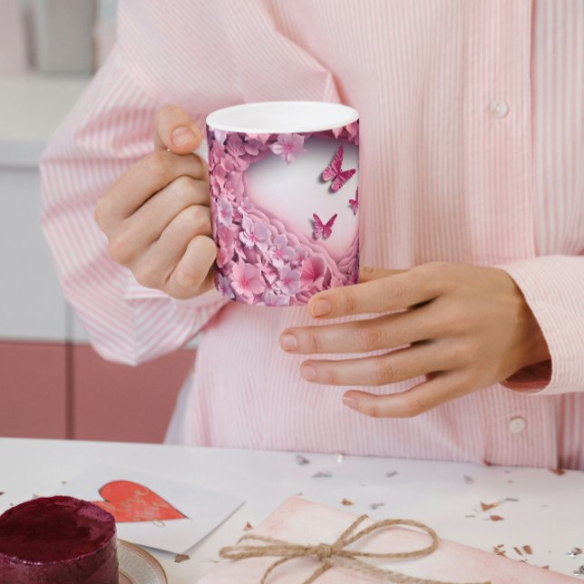 3D Pink Butterfly Coffee Mug: A Flutter Beauty Two-Tone Coffee Mug (Creator Uploaded)