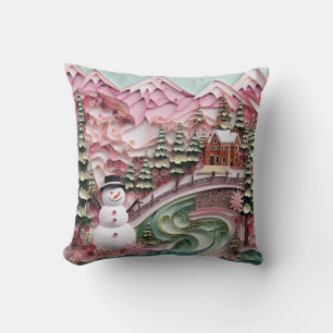 3D Pink Christmas Throw Pillow