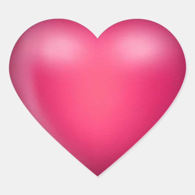 3D Pink Love Heart Sticker (Front)